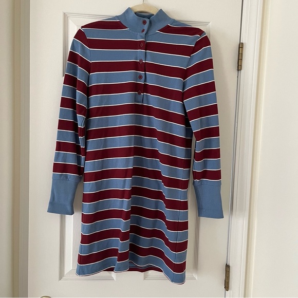 Veronica Beard Cenda Striped Cotton Jersey Mini Dress, Red Blue, Size XS Preppy - Picture 2 of 11